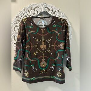 J Mclaughlin Signature Tee Fairfax Crest Equestrian Size Medium Brand New  Tags